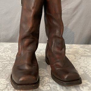 Frye square toe leather zip up boots size 9.5